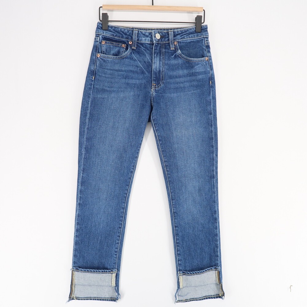 Trave Irina Jeans Womens 26 Blue‎ High Rise Slim Straight Step Cuff Hem Revolve
